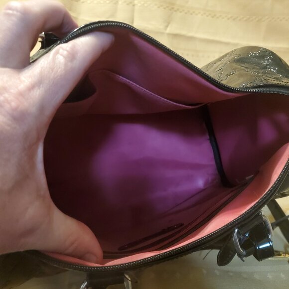 Loungefly Hello Kitty Black Embossed Bowler Bag - Picture 8 of 9